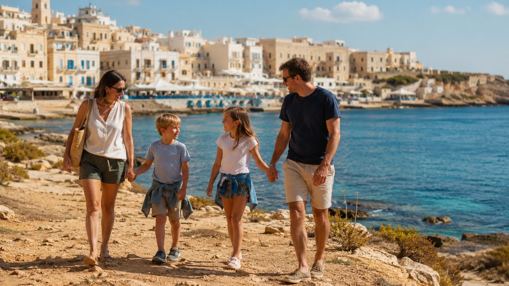 Family on Maltese coast